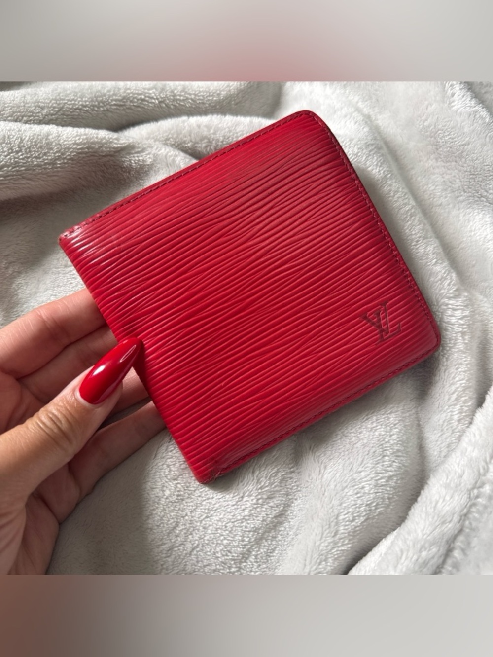 Louis Vuitton Red Epi Leather Bi-Fold Wallet